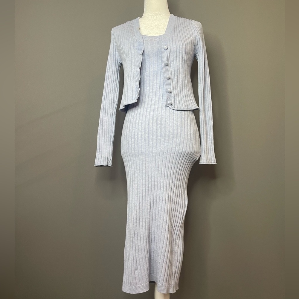 7 For All Mankind Light Gray Midi Dress